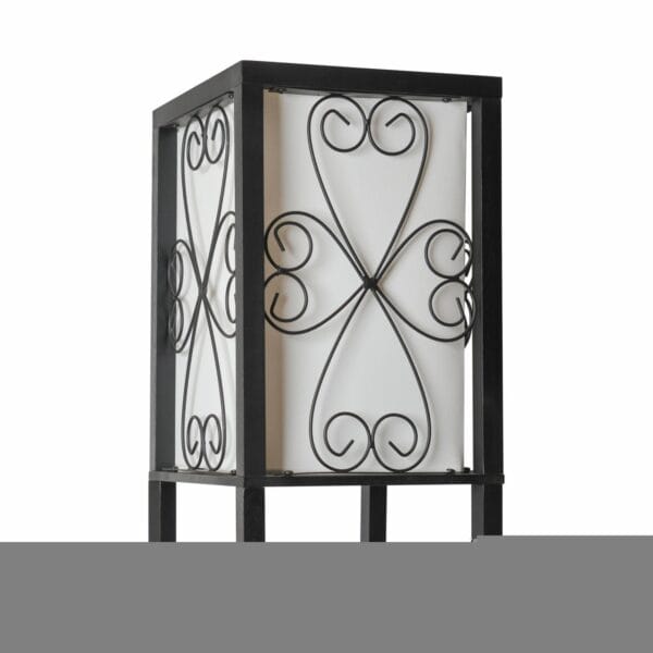 Simple Designs Wood Etagere Floor Lamp w/ Wine Rack in Black with Cream Shade - Image 6