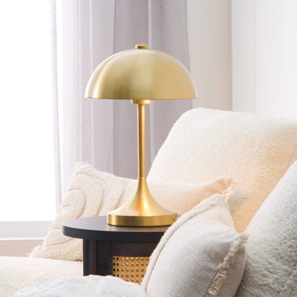 Better Homes & Gardens 18" Modern Dome Touch On/Off Table Lamp, Brass - Image 4