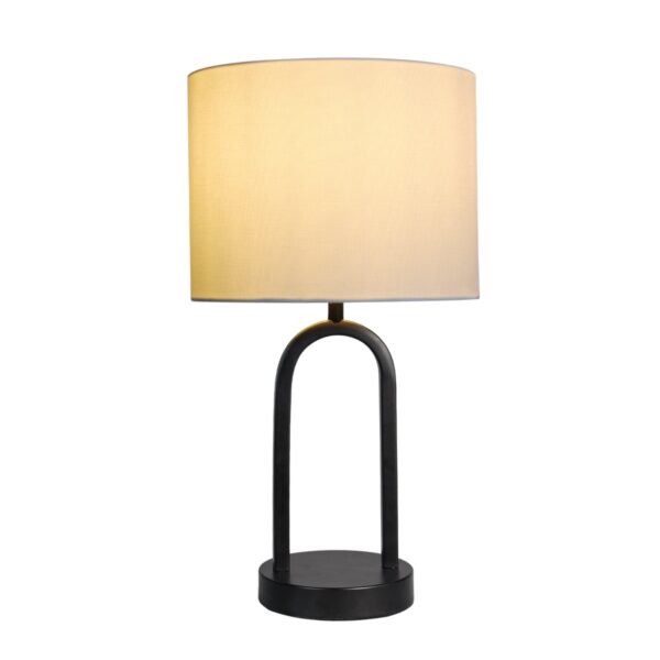 (3 pack) Mainstays 16.75"H Metal Black Arch Table Lamp with White Fabric Lamp Shade - Image 6