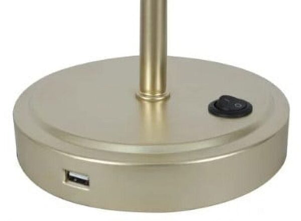 Mainstays 19" Height Gold Finish Metal Material Stick Lamp with USB Port, Modern, Office and Dorm - Image 2