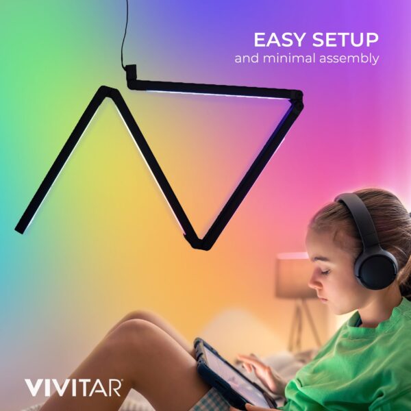 Vivitar Bendable RGB Corner Light – 56" LED Floor Lamp, Music Reactive, Remote Control, for Gaming & Room Ambience - Image 3