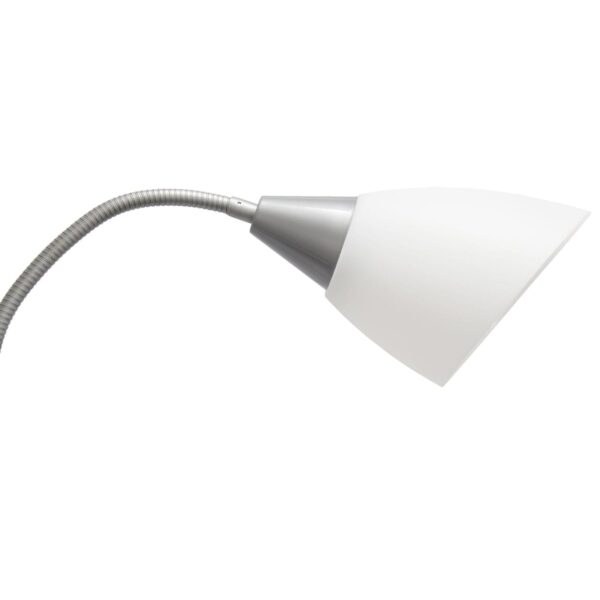 5 Light Adjustable Gooseneck White Floor Lamp with Gray Shades - Image 7