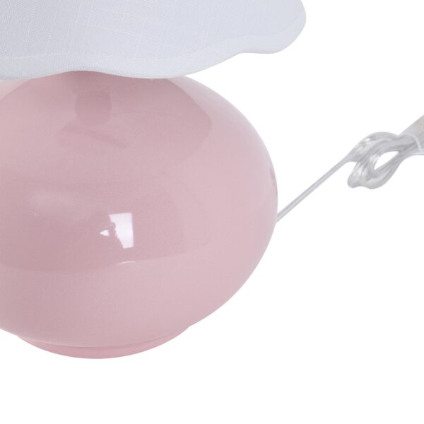 Your Zone Kids 16" Pink Ceramic Table Lamp with Scallop Shade - Image 3
