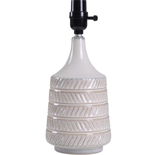 Better Homes & Gardens White and Beige Etched Ceramic Table Lamp with Shade 17"H - Image 4
