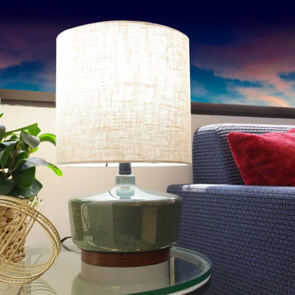 Better Homes & Gardens 17" Tall Modern Mid-Century Ceramic Table Lamp with Wood Base - Image 4