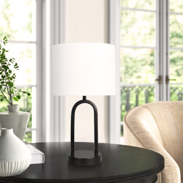 (3 pack) Mainstays 16.75"H Metal Black Arch Table Lamp with White Fabric Lamp Shade - Image 5